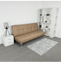 Sofá Cama 3 Plazas de Diseño Moderno, Estructura de Madera, Tapizado Color Piedra, 188x88x88 cm