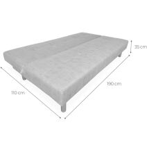 Sofá Cama 3 Plazas de Diseño Moderno, Estructura de Madera, Tapizado Color Piedra, 188x88x88 cm