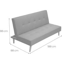 Sofá Cama Clic Clac 3 Plazas Tipo Libro, Color Azul oscuro, Diseño Moderno, 188x88x88 cm