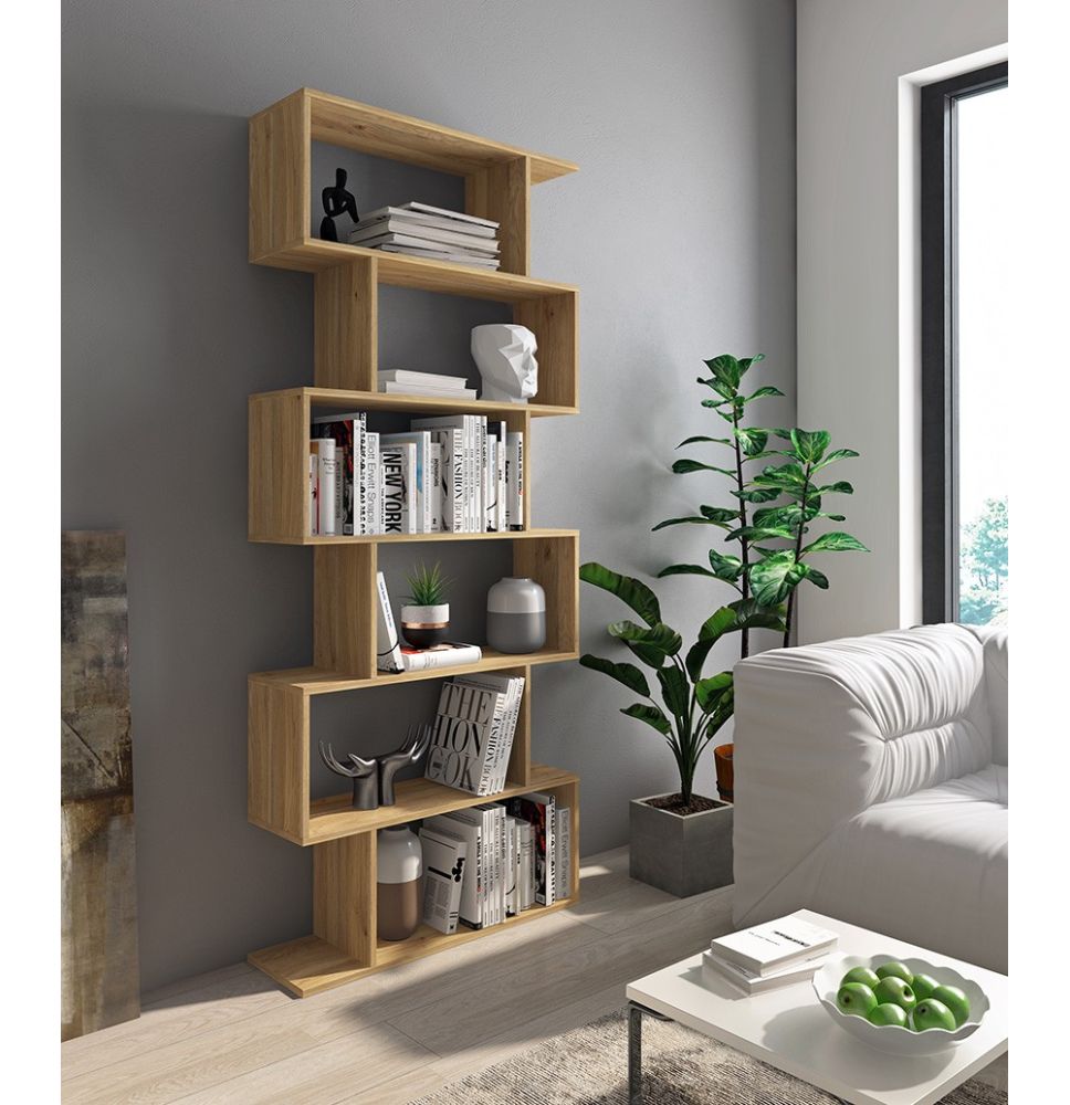 Meyvaser - Estantería Alta Salón, Libreria, Color Mauvella, Medidas: 191 cm (Alto) x 80 cm (Ancho) x 24,6 cm (Fondo