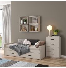 Cama Nido con 2 Cajón de Almacenaje – Beige y Negro, 202,6 cm Largo x 98 cm Ancho x 58 cm Alto, Alta Resistencia.