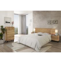 Cabezal + Dos Mesitas de Noche + Sinfonier, Mauvella - Rayas, Medidas: 210 cm (An) x 55 cm (Al) x 35 cm (Fon)