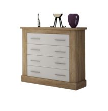 Pack de Dormitorio con Cabecero de 160 x 120 cm + 2 Mesitas de Noche + Cómoda | Color Cambria y Blanco